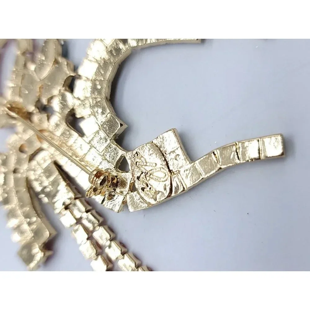 High Quality Signed Large Multi-Color Rhinestone Christmas Reindeer Brooch